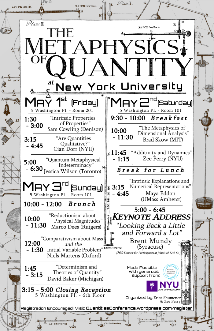 Metaphysics of Quantity at NYU - May 1-3 (corrected)